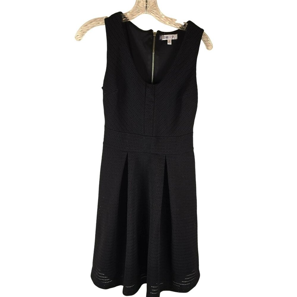 Jennifer Lopez Black Dress Sleeveless Fit & Flare Silver Zipper Size 2 JH1772